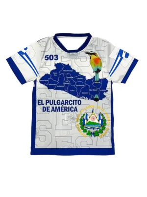 Salvador Football Jersey El Pulgarcito De America, Map and Coat of Arms Design, Unisex Sports Clothing, Casual Fitted Short Sleeve, Sports Top, Sporty Jersey, Football Shirts